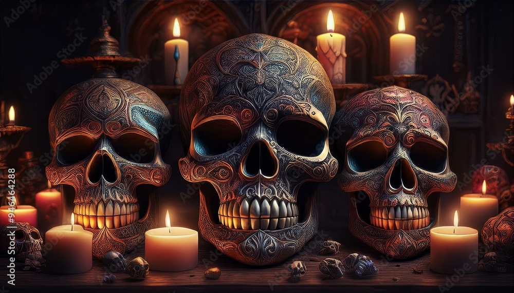 Voodoo skulls and candles Voodoo skulls and candles