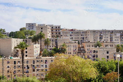Canvas Print Clothes drying on balconies is commonplace in residential areas of Algiers, such as this group of apartment buildings near the Monument to Martyrs