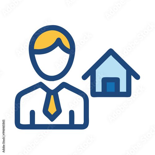 Real Estate Agent Icon with House in Minimalist Design