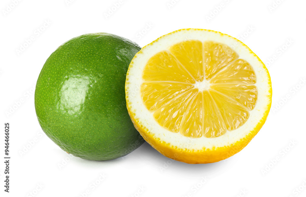 Fresh lemon and lime isolated on white Fresh lemon and lime isolated on white