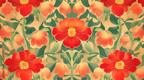 Shapes, Flowers, Fruits, Leaves, Floral, Green and Red, Abstract Image, Texture, Pattern Background, Wallpaper, Cover and Screen of Smartphone, PC, Laptop, 9:16 and 16:9 Format