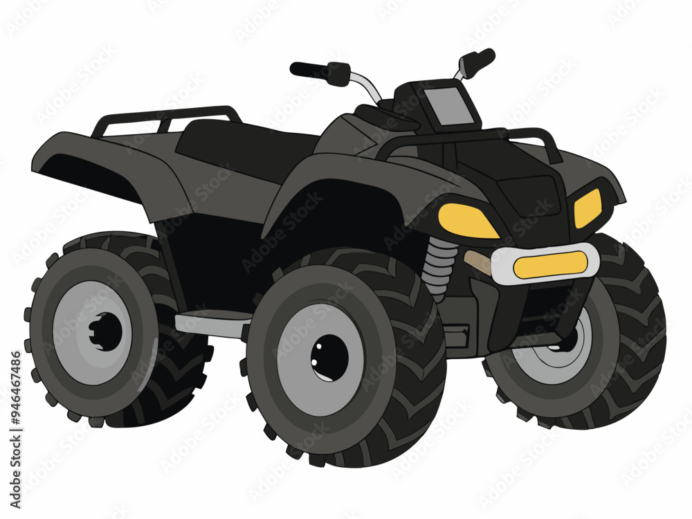 Black ATV on White Background Vector Art Illustration Black ATV on White Background Vector Art Illustration