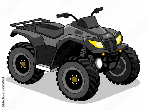 Black ATV on White Background Vector Art Illustration