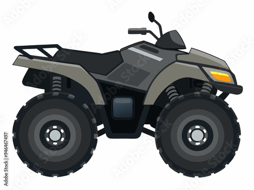 Black ATV on White Background Vector Art Illustration