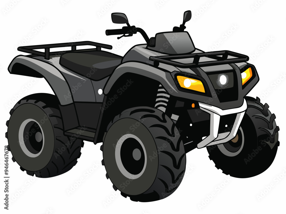 Black ATV on White Background Vector Art Illustration Black ATV on White Background Vector Art Illustration