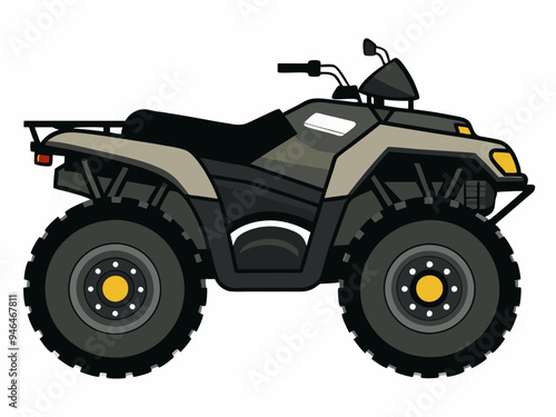 Black ATV on White Background Vector Art Illustration