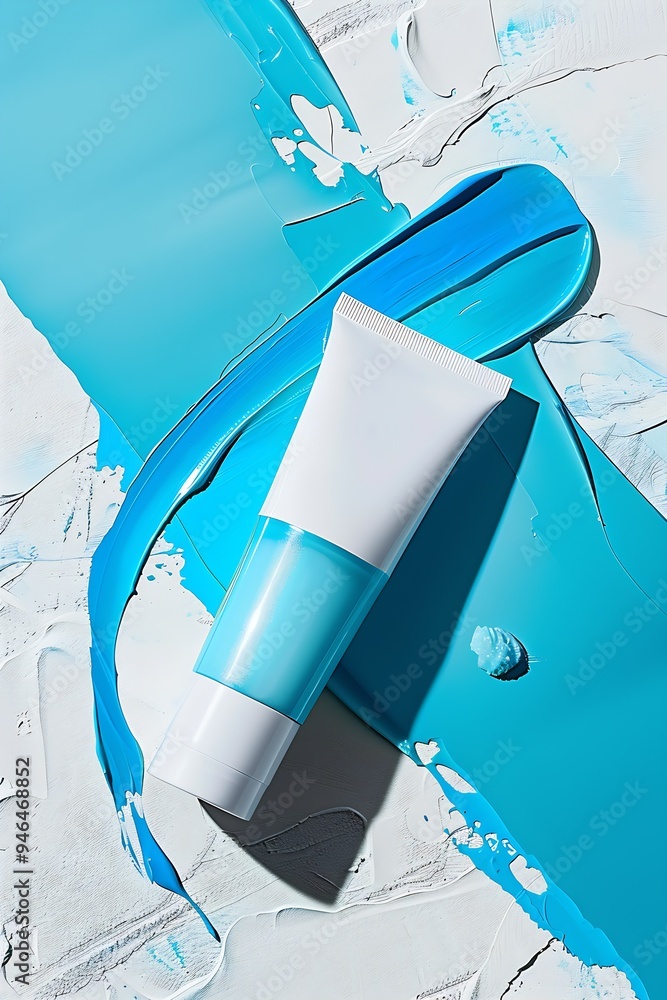 Fotografie Sunscreen, product photography, white background : Generative AI