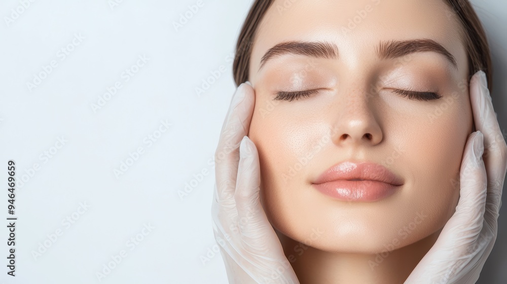 A serene close-up of a woman receiving a facial treatment, highlighting skincare and beauty techniques for healthy skin. A serene close-up of a woman receiving a facial treatment, highlighting skincare and beauty techniques for healthy skin.