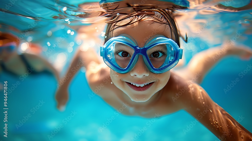 Naklejka premium hildren swimming in the pool : Generative AI