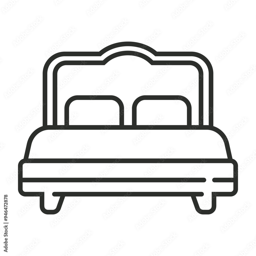 Double bed icon, Furniture symbol outline icon, editable vector illustration and transparent graphic element. Isolated on white background Double bed icon, Furniture symbol outline icon, editable vector illustration and transparent graphic element. Isolated on white background