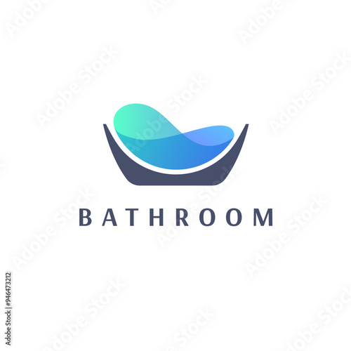 Vector logo design template. Bath tub sign. 