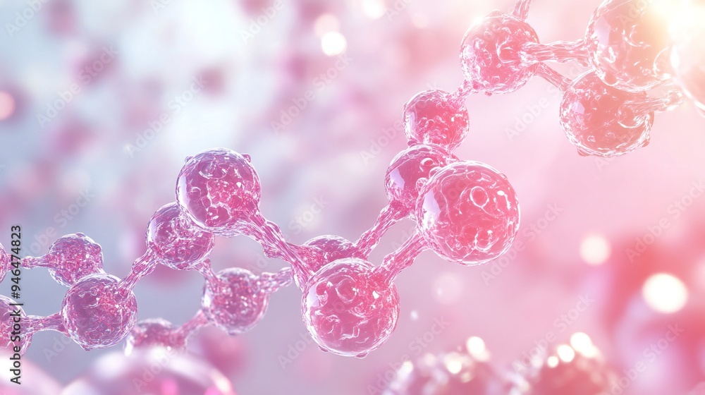 3D render of the collagen molecule, focusing on its triple-helix structure vital for skin integrity. 3D render of the collagen molecule, focusing on its triple-helix structure vital for skin integrity.
