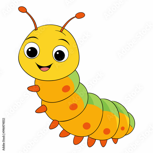 Cute Cartoon Caterpillar - Funny Animal Clipart Vector on White Background