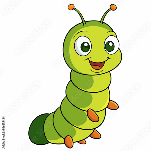 Cute Cartoon Caterpillar - Funny Animal Clipart Vector on White Background