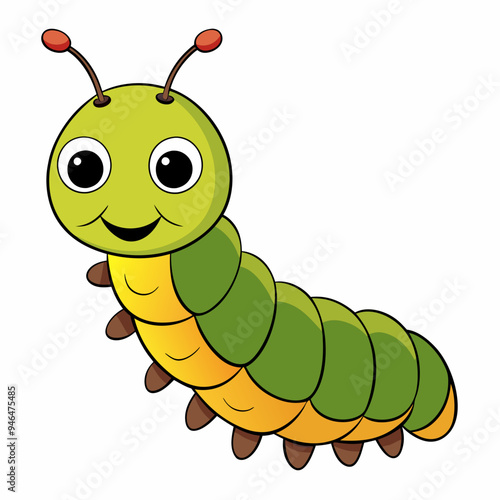 Cute Cartoon Caterpillar - Funny Animal Clipart Vector on White Background