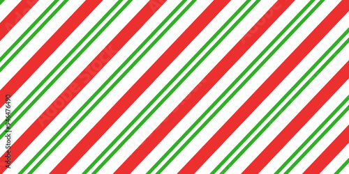 Christmas candy cane striped seamless pattern. Christmas candycane background with red and green stripes.