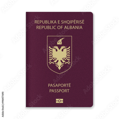 Albania Passport Cover with Gold Emblem and Text