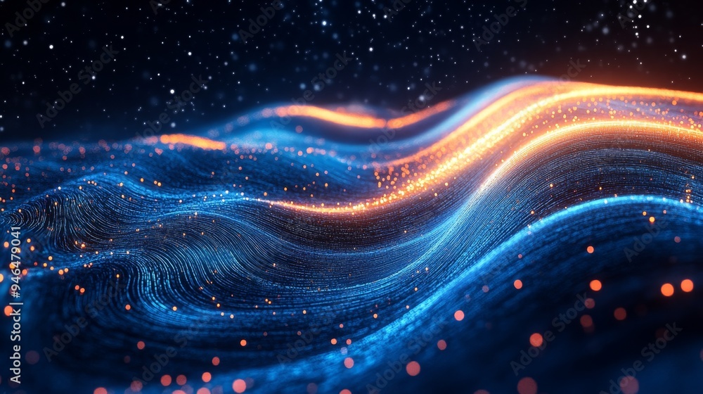 Obraz premium Abstract Blue and Orange Wave Background