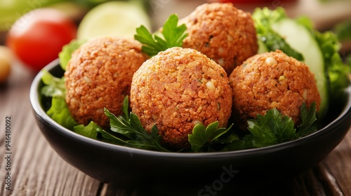 Vegetarian cuisine: Chickpea falafel. 