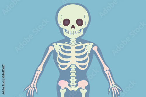 Skeleton, watercolor clipart illustration with isolated background.
