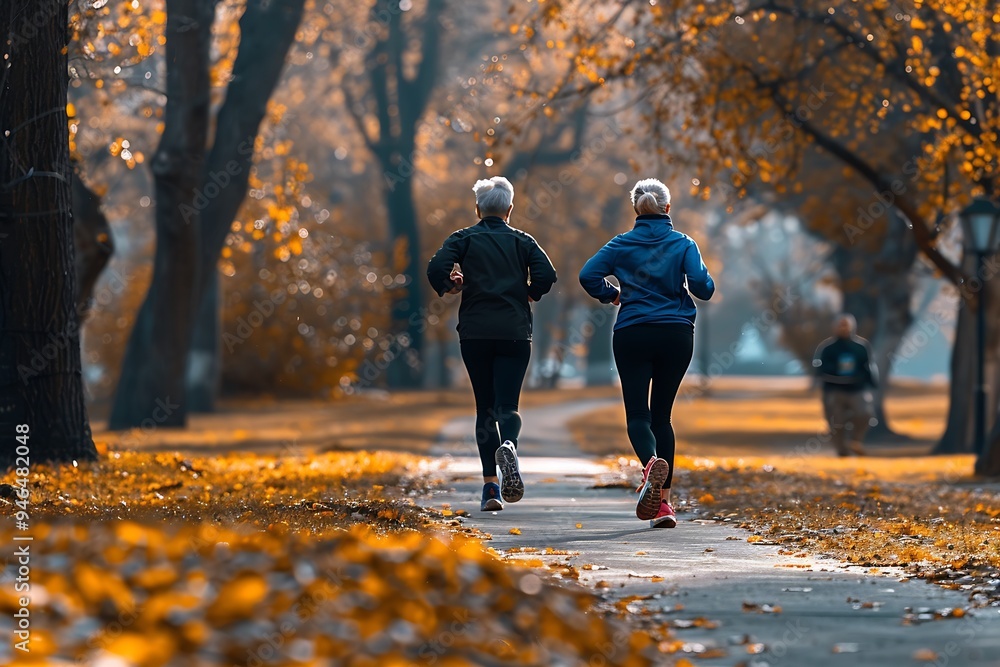 Obraz premium runners exercising early in the morning. : Generative AI