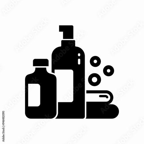 Bottles with washing and cleaning liquids