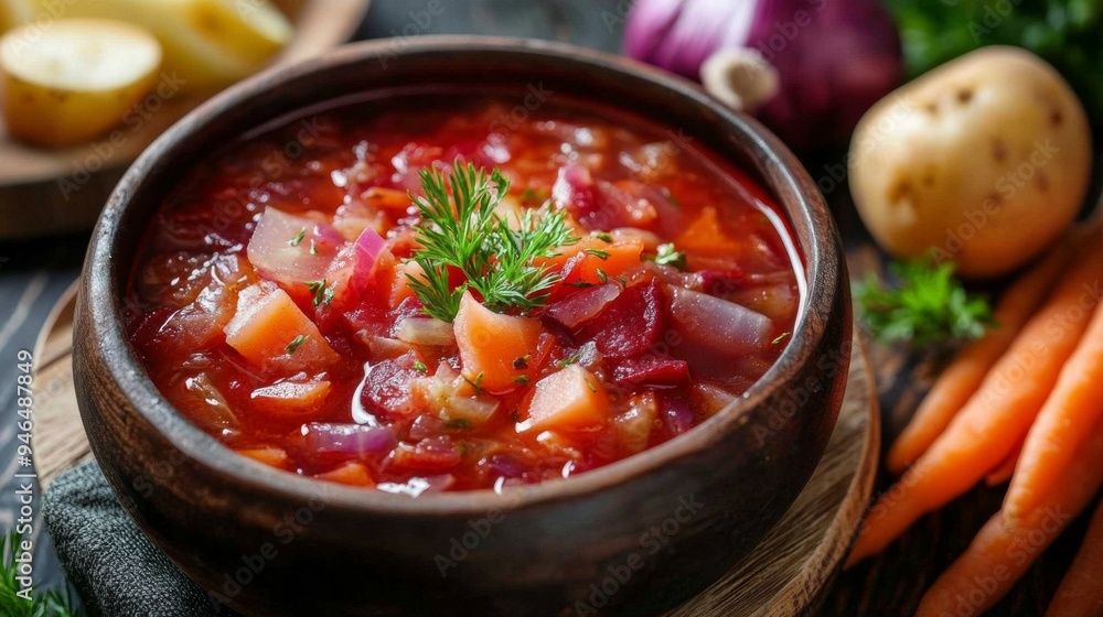 Vegetarian cuisine: Vegetarian borscht. Vegetarian cuisine: Vegetarian borscht.