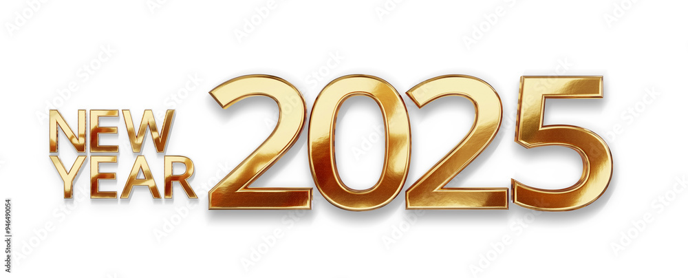 new year 2025 symbol golden metallic 3d-illustration 