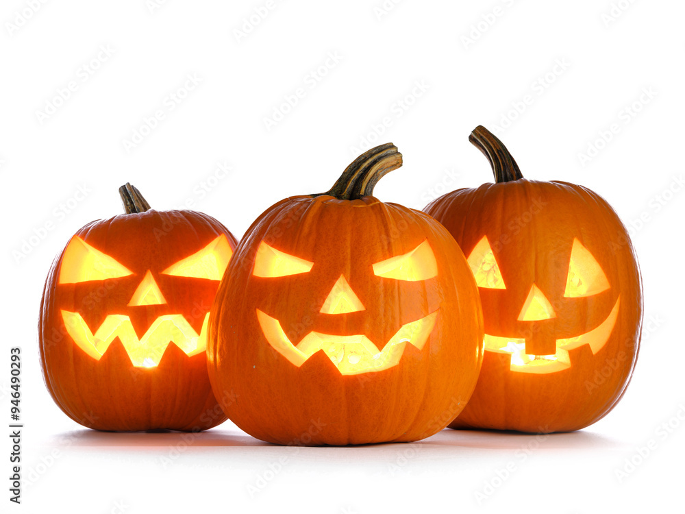 Fototapeta premium Halloween pumpkins isolated on white
