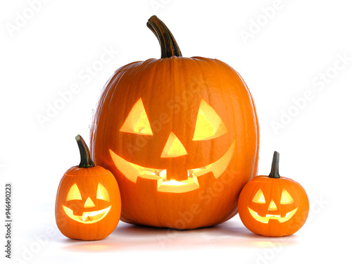 Halloween pumpkins isolated on white