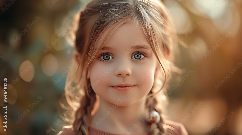 portrait of a little girl outdoors in autumn : Generative AI portrait of a little girl outdoors in autumn : Generative AI