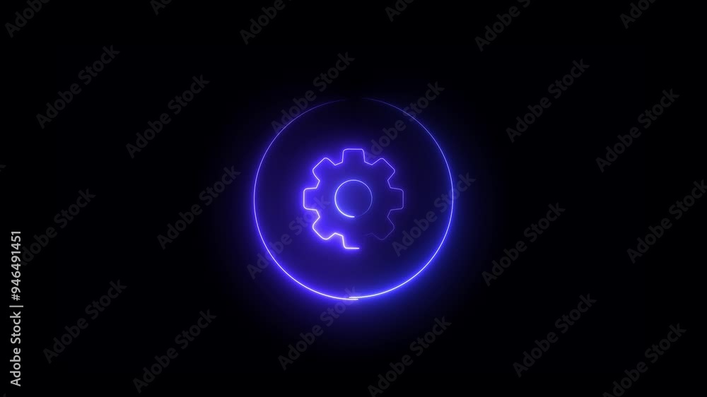 Glowing neon line setting icon with spinning gears icon animated. Technology setting icon concept. neon line gear and networking system. new Glowing neon line setting icon with spinning gears icon animated. Technology setting icon concept. neon line gear and networking system. new