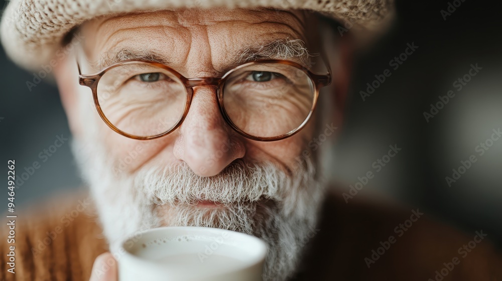 A man is seen wearing a knitted hat and a brown sweater. The image focuses on the texture and color of his clothing, evoking a cozy and warm feeling. A man is seen wearing a knitted hat and a brown sweater. The image focuses on the texture and color of his clothing, evoking a cozy and warm feeling.