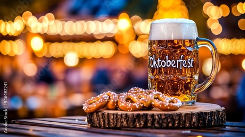 The traditional Oktoberfest holiday, a wooden plate with the inscription 