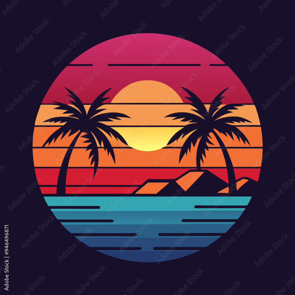 Summer Sunset Tee Vector Design Summer Sunset Tee Vector Design