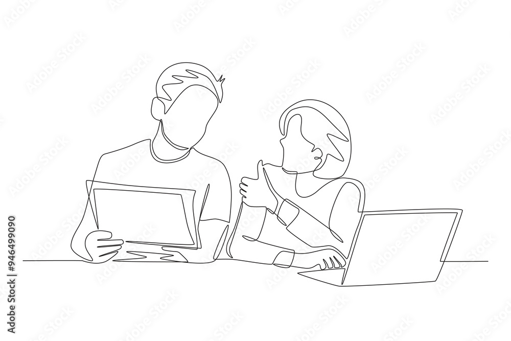 Student discussion concept one-line drawing Student discussion concept one-line drawing