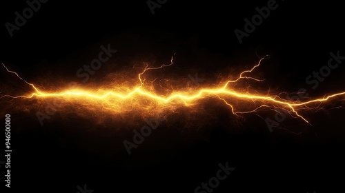 Yellow lightning bolt on black background. Light effect