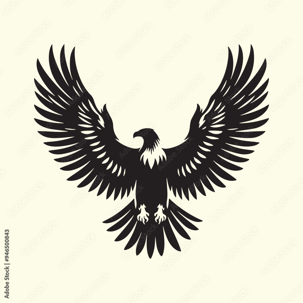 Fototapeta premium Editable Black Eagle Silhouette Design in Vector Format on a Transparent Background