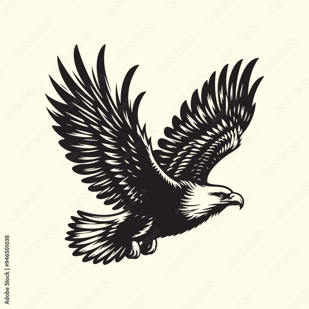 Obraz premium Editable Black Eagle Silhouette Design in Vector Format on a Transparent Background