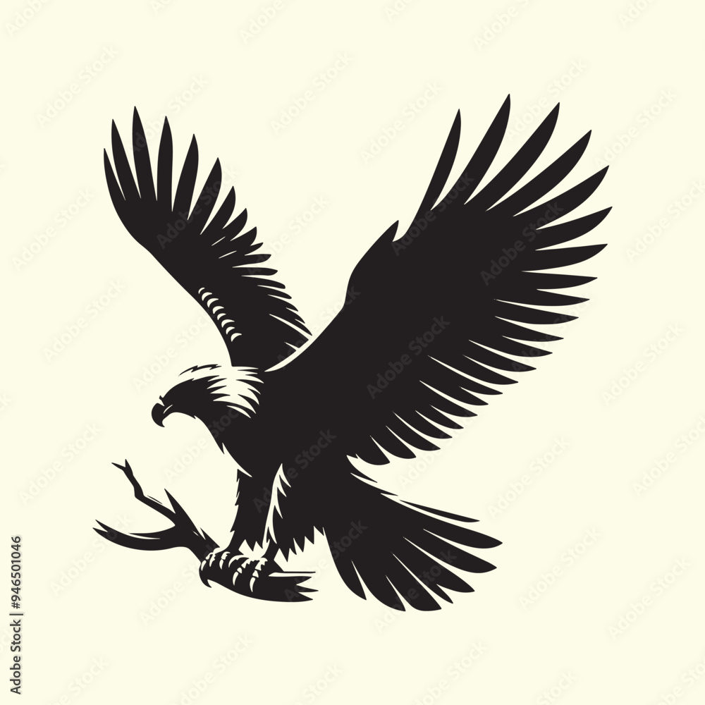 Obraz premium Editable Black Eagle Silhouette Design in Vector Format on a Transparent Background