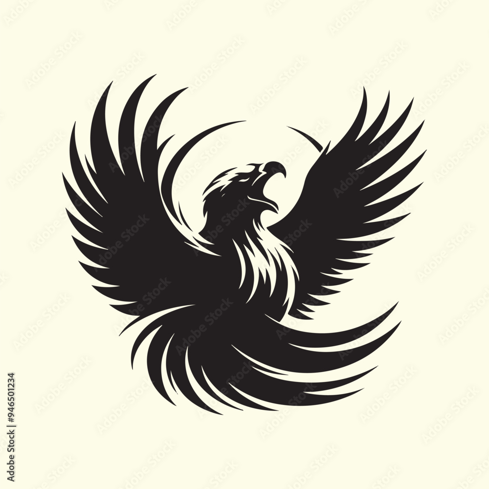 Obraz premium Editable Black Eagle Silhouette Design in Vector Format on a Transparent Background
