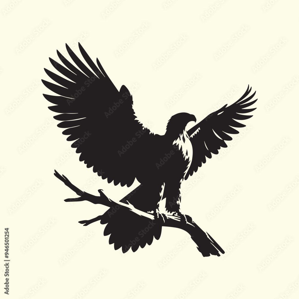 Obraz premium Editable Black Eagle Silhouette Design in Vector Format on a Transparent Background