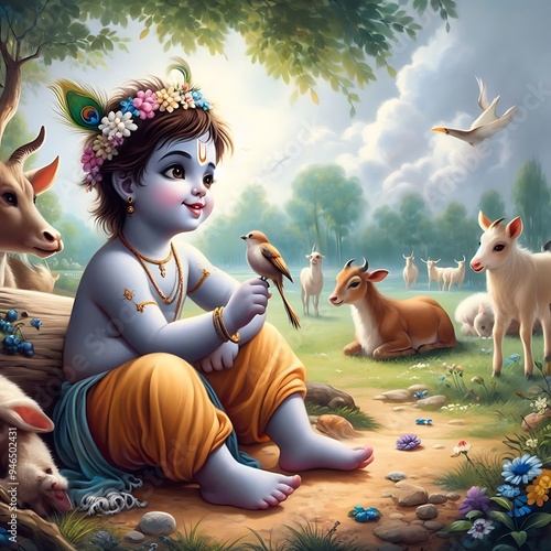 Cute Young lord Krishna photo