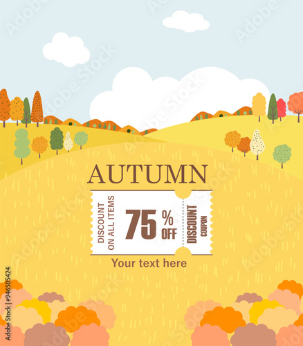 Autumn shopping event illustration. Sale coupon  Banner. Vector.	