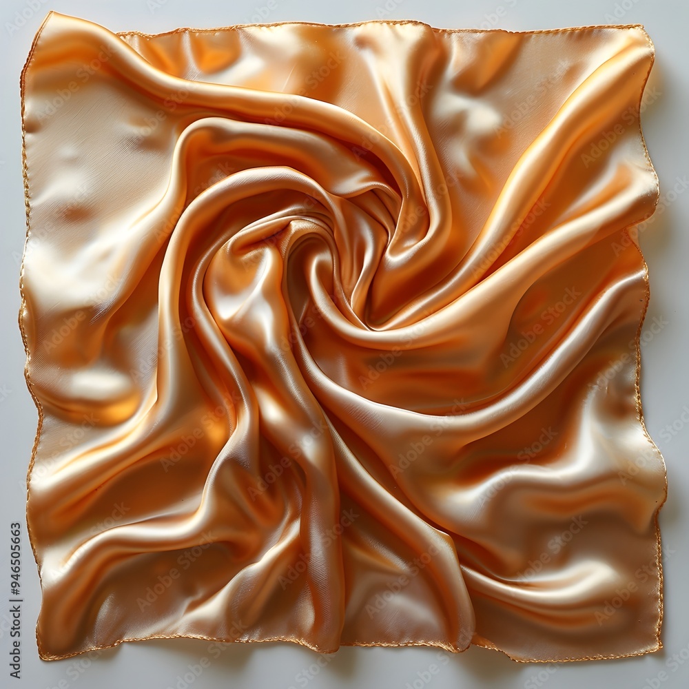 Opulent Satin Fabric Twist Forming a Delicate Square Shape on White Background Opulent Satin Fabric Twist Forming a Delicate Square Shape on White Background