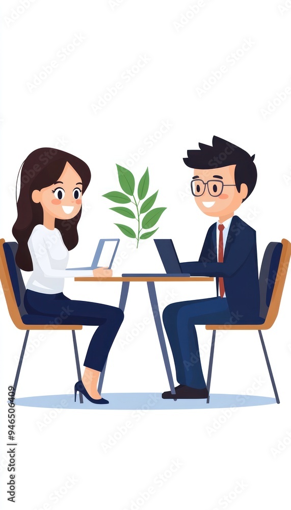 A detailed virtual meeting between a startup founder and a loan officer, using a digital platform A detailed virtual meeting between a startup founder and a loan officer, using a digital platform