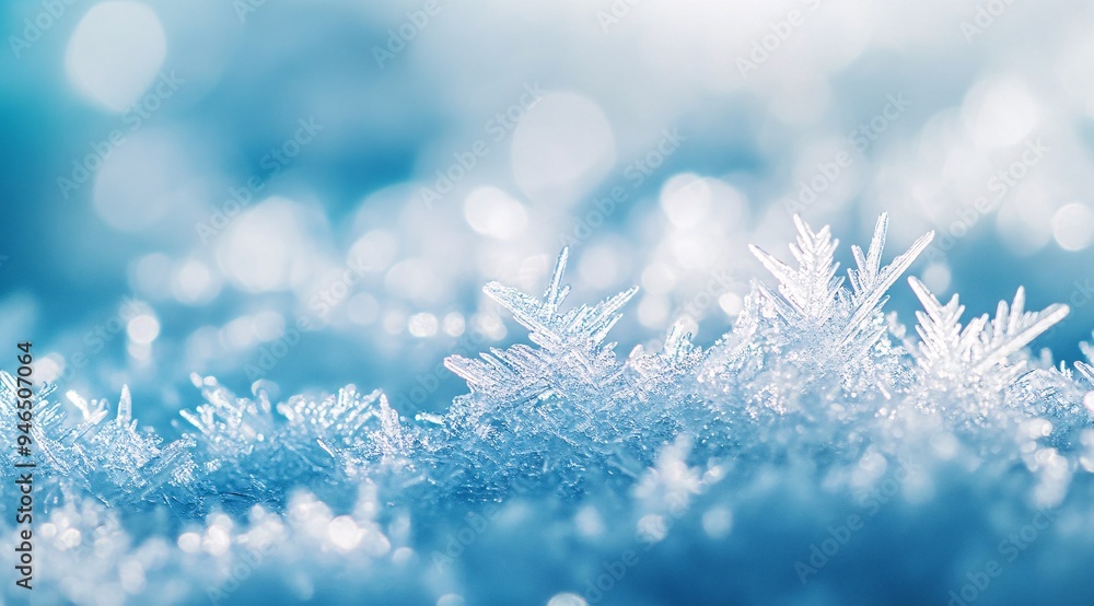 Sparkling Winter Wonderland: Close-up of Snowflakes Sparkling Winter Wonderland: Close-up of Snowflakes