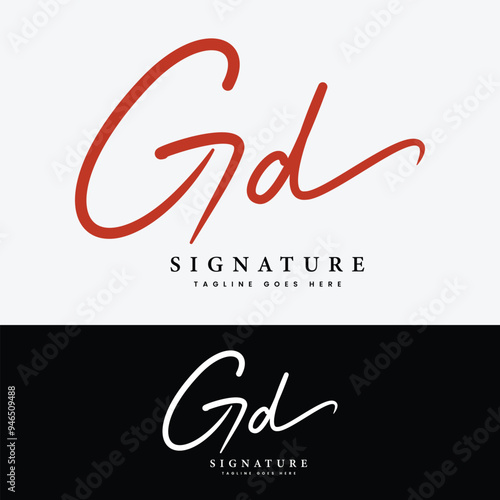 G, D, GD Initial letter logo. Alphabet GD Handwritten Signature logo