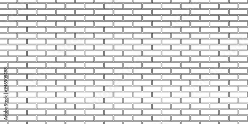 White brick blank home wall texture copy for space panorama white tiles and black joints. white brick wall used for background. 