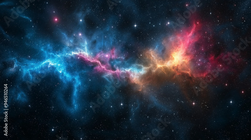 Colorful nebula and stars in deep outer space. Abstract background